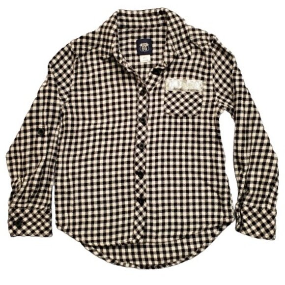 Route 66 Other - Route 66 Kids Girls Black White Gingham Plaid Flannel Long Sleeve Shirt S (6-6X)